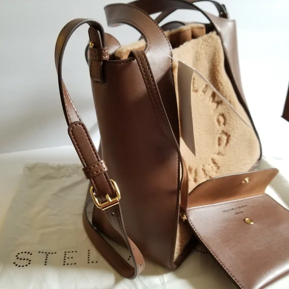 Stella McCartney Teddy Logo Tote Crossbody Bag Brown Biscuit - Picture 9 of 12